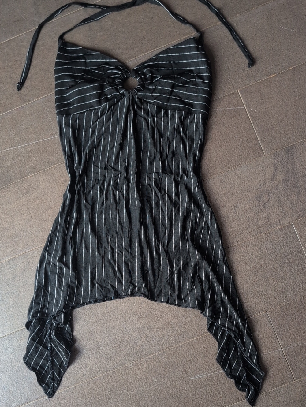 Black Pinstripe Halter Top And/ Or Dress